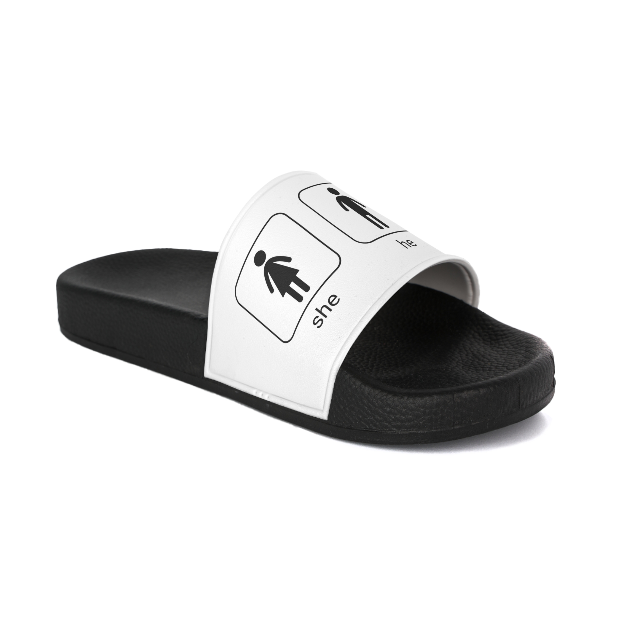Gender Neutral Toilet Sign Concept Set Word They Written With Red Marker Male Female Unisex Mens Slide Sandals - Image 2
