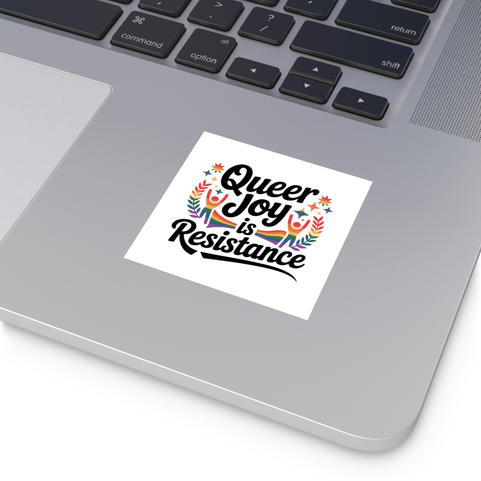 Queer Joy Is Resistance T Shirt Design Isolated White Background Laminate Stickers Square - Image 3