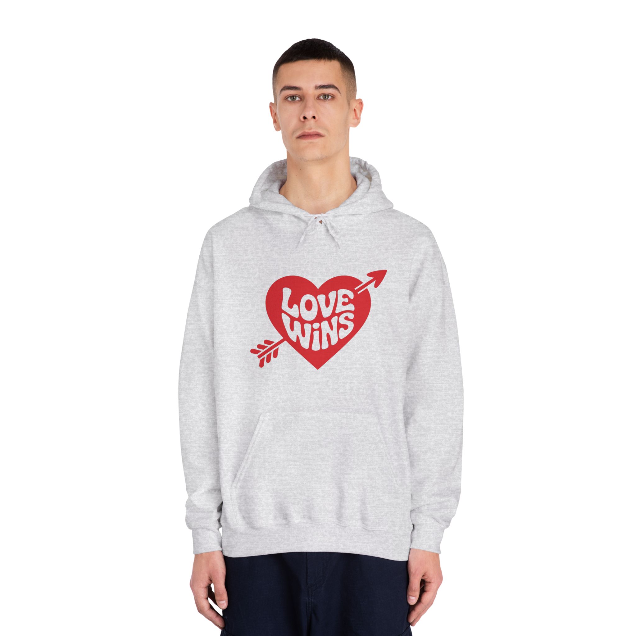Love Wins Inscription Red Heart Pierced With Cupid39s Arrow Transparent Background Unisex Dryblend Hooded Sweatshirt - Image 7