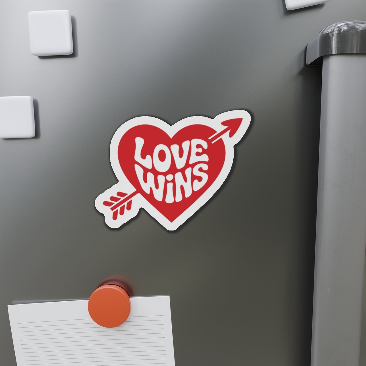 Love Wins Inscription Red Heart Pierced With Cupid39s Arrow Transparent Background Die Cut Magnets - Image 11