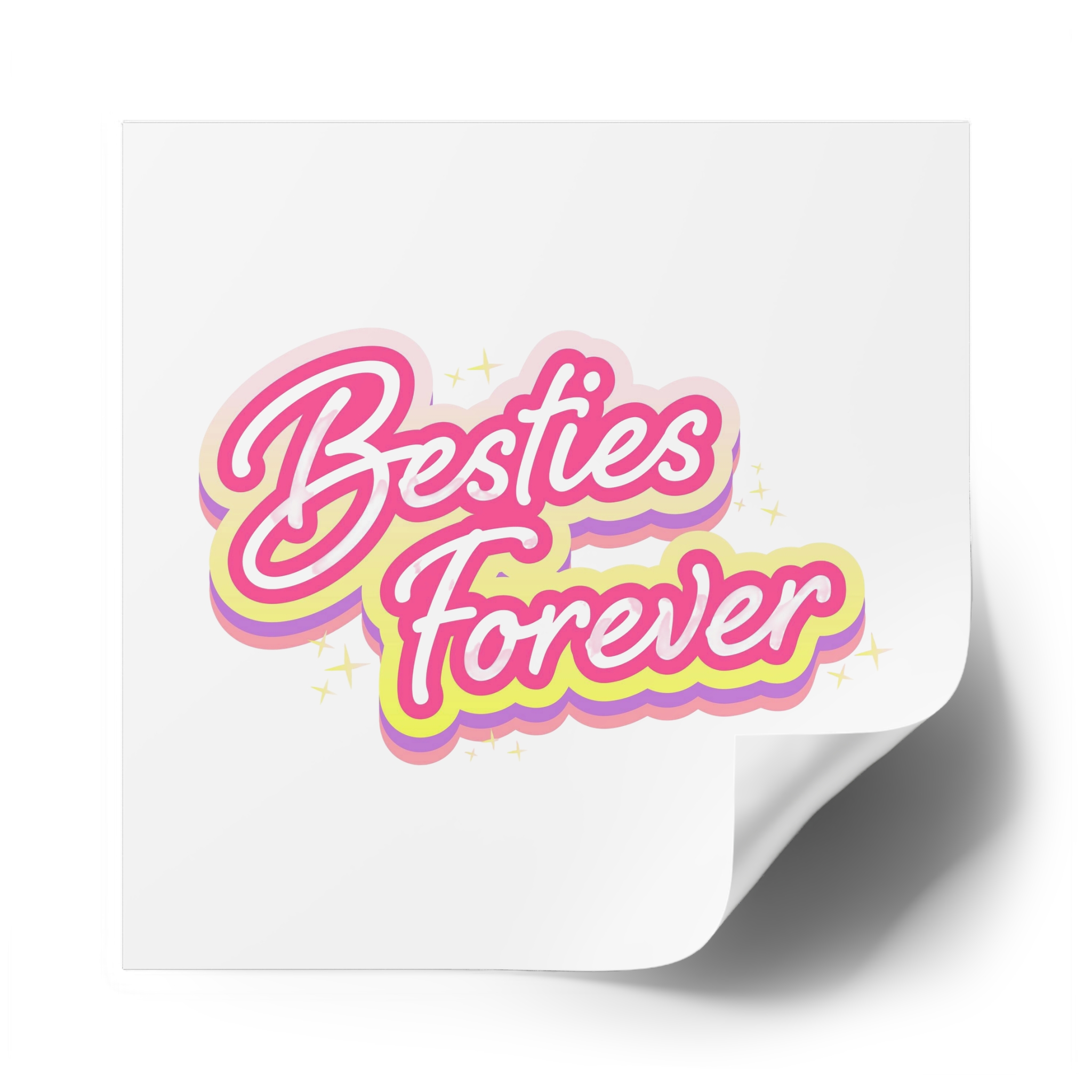 Pink Besties Forever Lettering Logo Laminate Stickers Square - Image 50