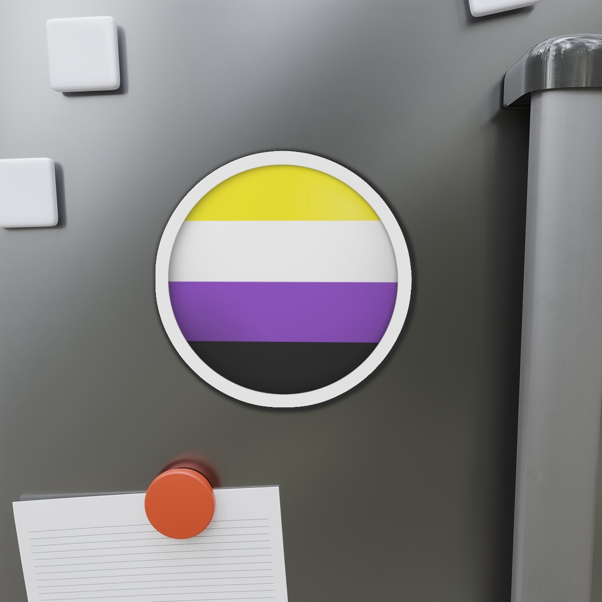 Flag Nonbinary Lgbtq Glossy Circular Flag Button Appearance 3d Icon Design With Depth Die Cut Magnets - Image 11