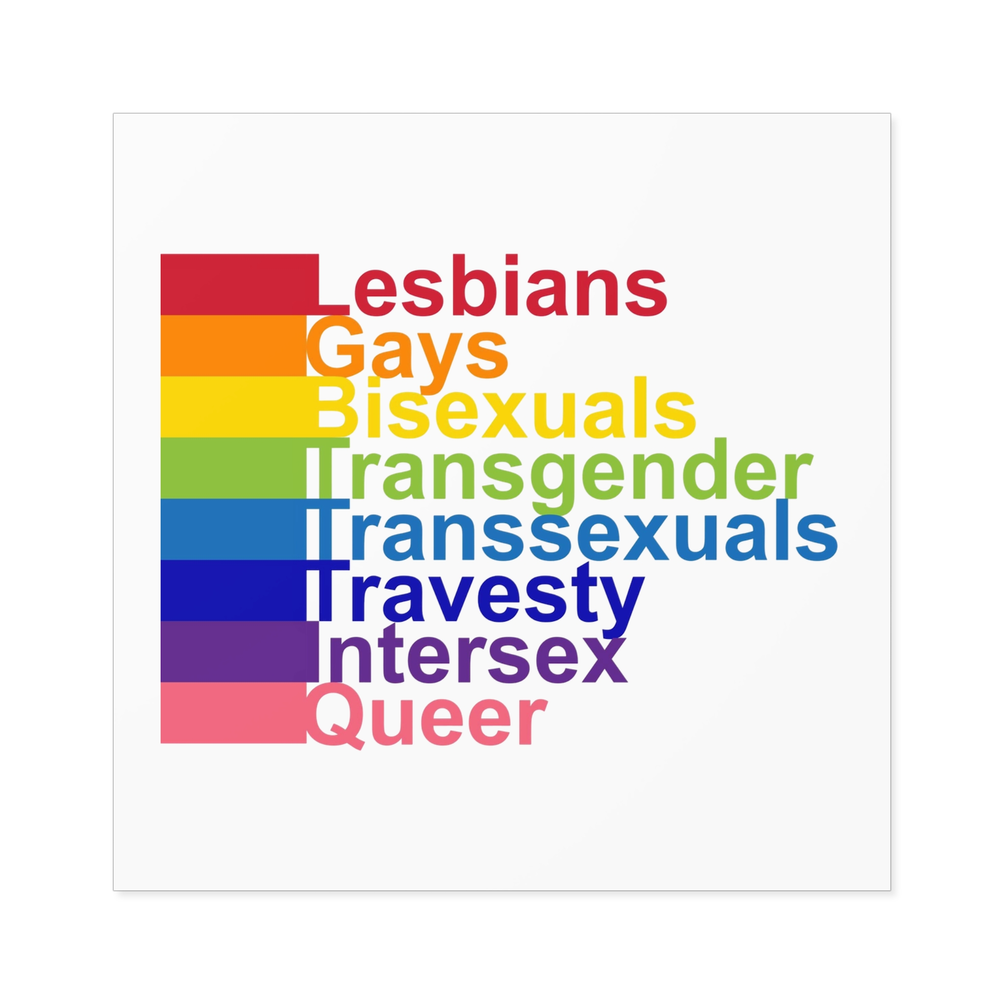 Lgbt Concept Motivating Phrase Colors Rainbow Decoding Abbreviations Lgbt Lesbian Gay Bisexual Transgender Transsexual Travesty Intersex Queer Laminate Stickers Square - Image 41