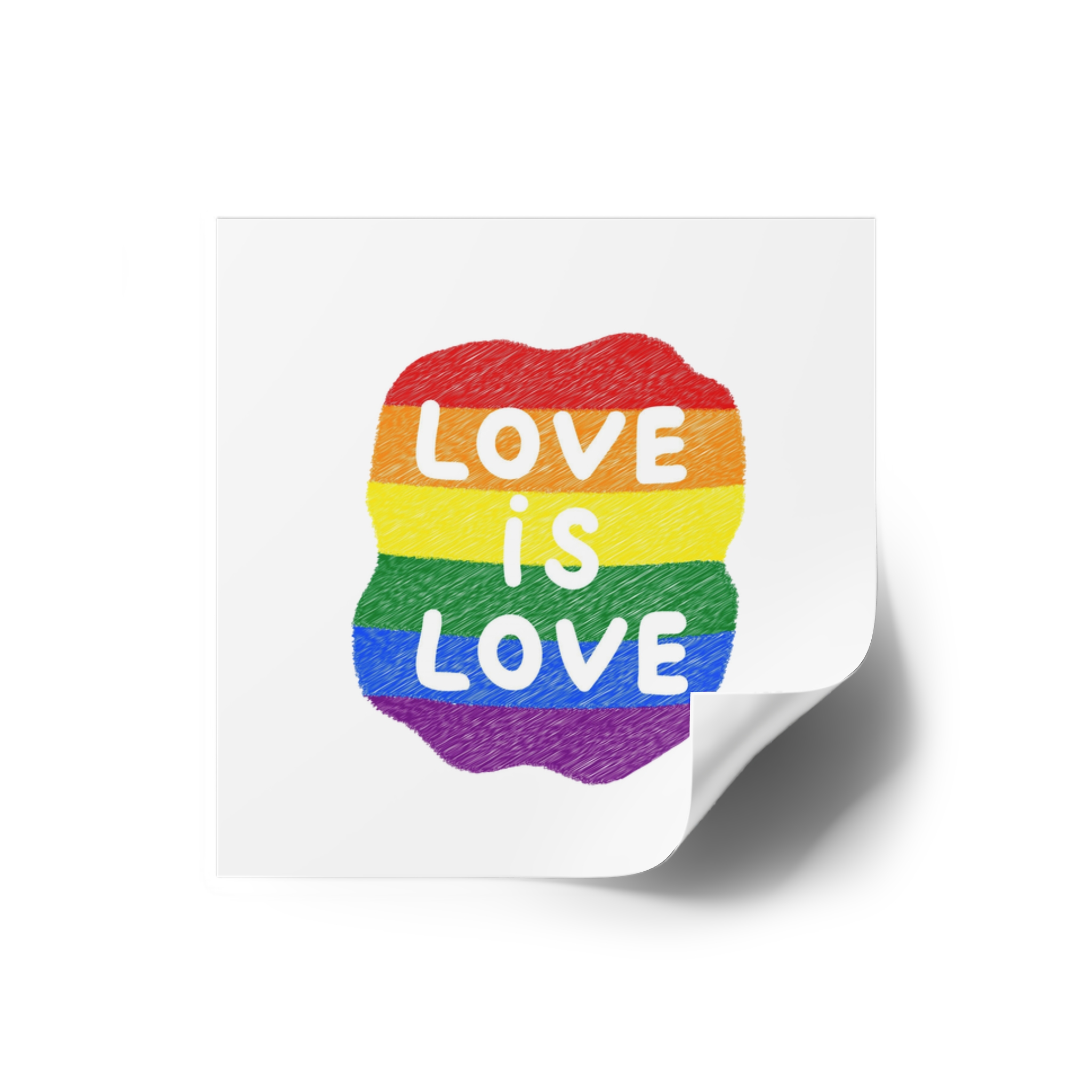 Love Is Love Lgbtq Pride Rainbow Poster Slogan Laminate Stickers Square - Image 10