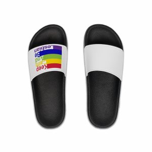Lgbt Concept Motivating Phrase Colors Rainbow Keep Calm Be Yourself Mens Slide Sandals