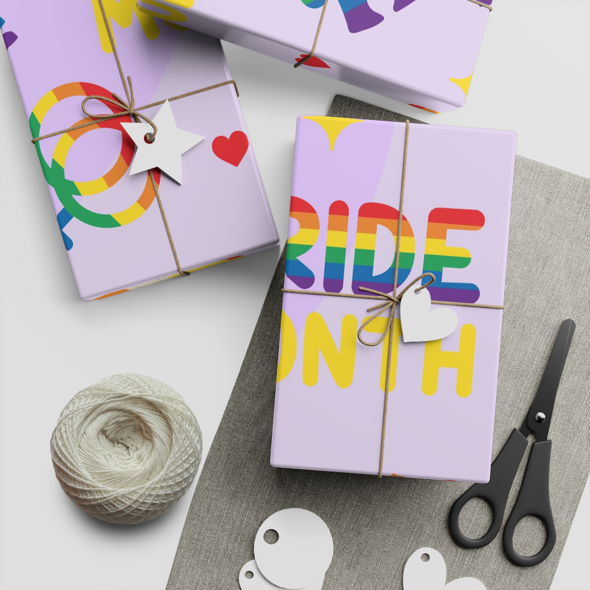 Pride Month Lgbtq Symbol Rainbow Colors Cute Elements Set Gift Wrapping Paper Sheets 1pc - Image 5