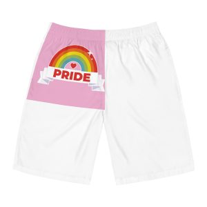 Flat Lgbt Pride Month Logo Template Mens Board Shorts Aop