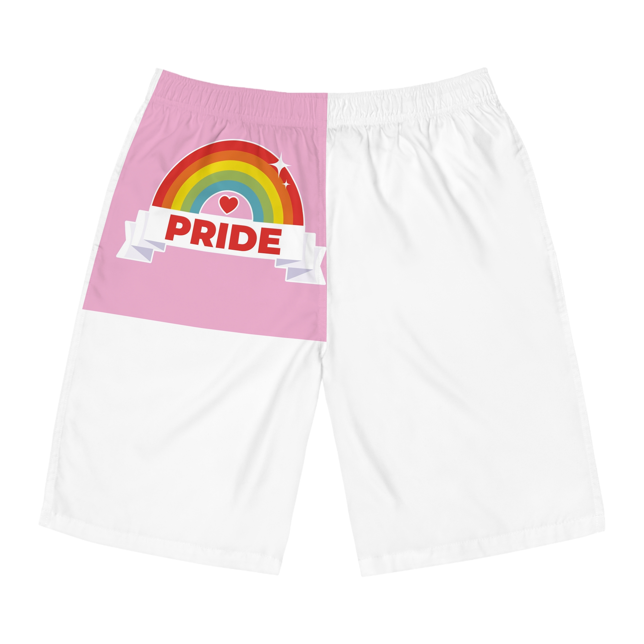 Flat Lgbt Pride Month Logo Template Mens Board Shorts Aop