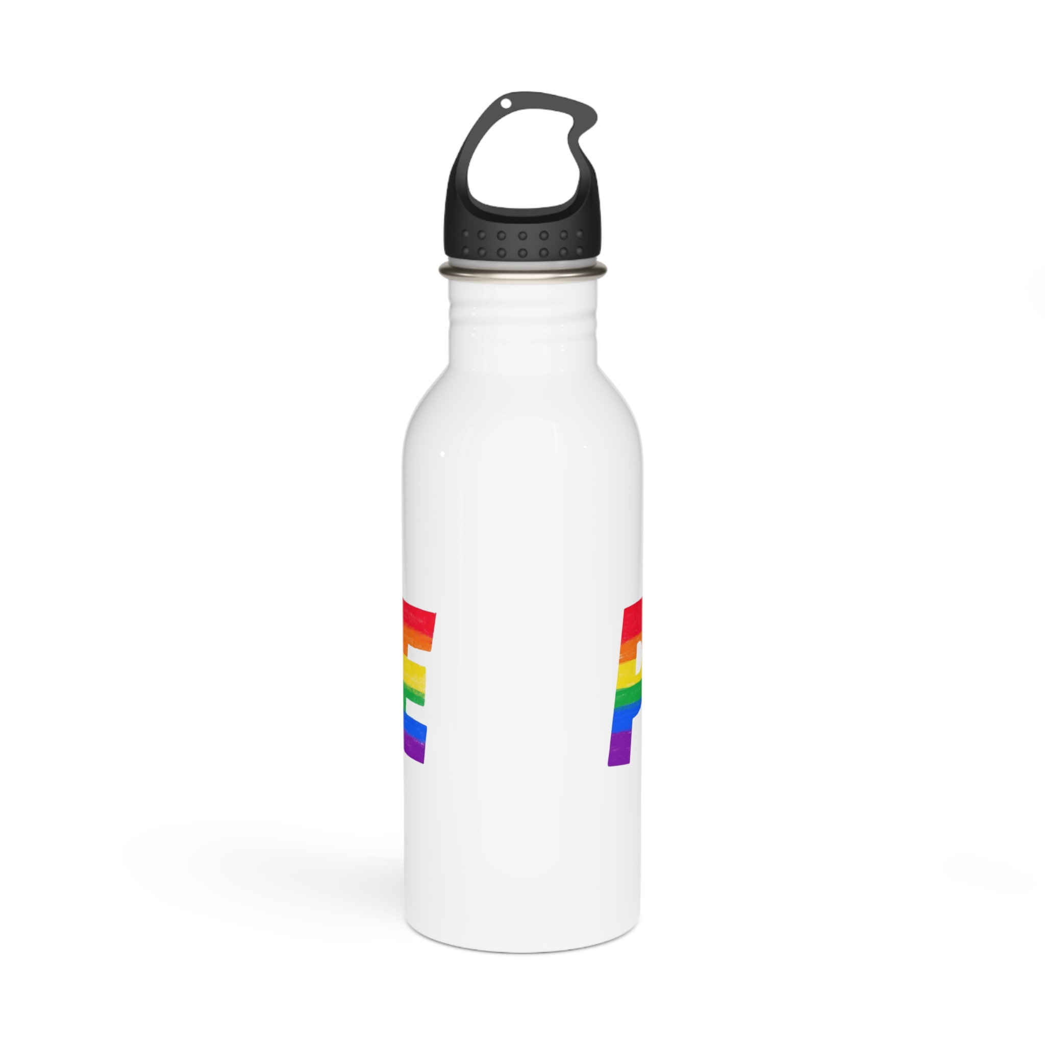 Word Pride Rainbow Lgbtq Gay Flag Colors Lettering Lgbt Month Pencil Crayon Textured Isolated Stainless Steel Water Bottle - Image 3