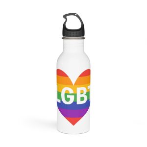 Lgbt Rainbow Colors Heart Mark Lgbt Letters Stainless Steel Water Bottle