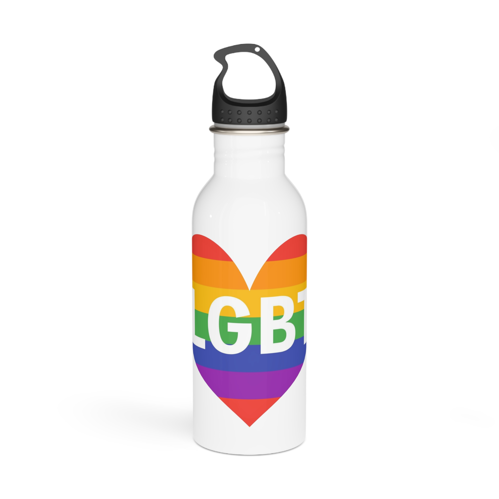 Lgbt Rainbow Colors Heart Mark Lgbt Letters Stainless Steel Water Bottle
