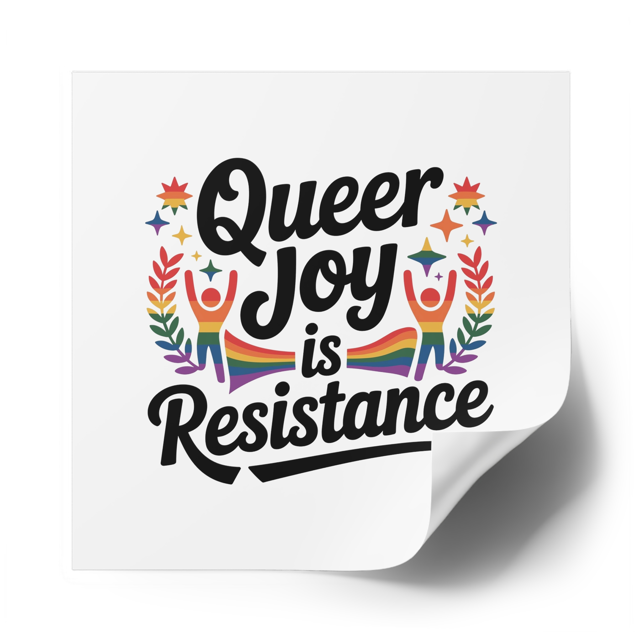 Queer Joy Is Resistance T Shirt Design Isolated White Background Laminate Stickers Square - Image 50