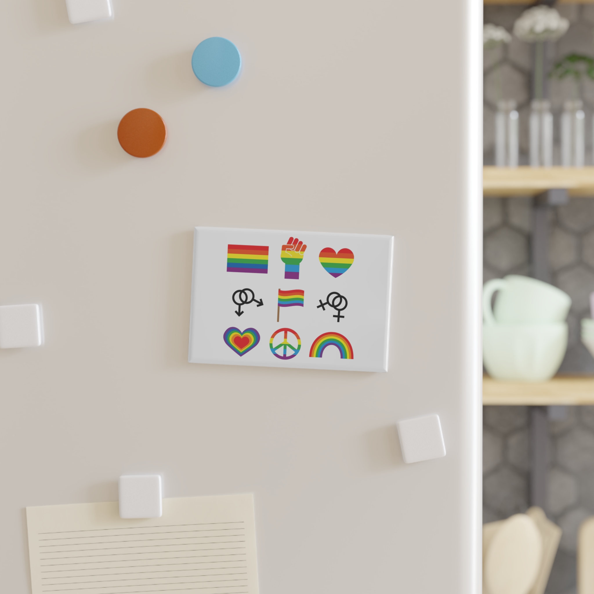 Set Flat Lgbt Homosexual Rainbow Flag Icon Symbols Button Magnet Rectangle 1 And 10 Pcs - Image 7