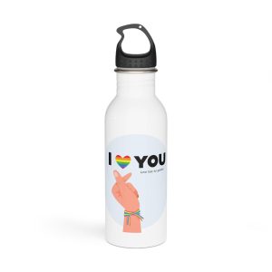 Inspirational Homosexual Pride Poster With Rainbow Heart Stainless Steel Water Bottle