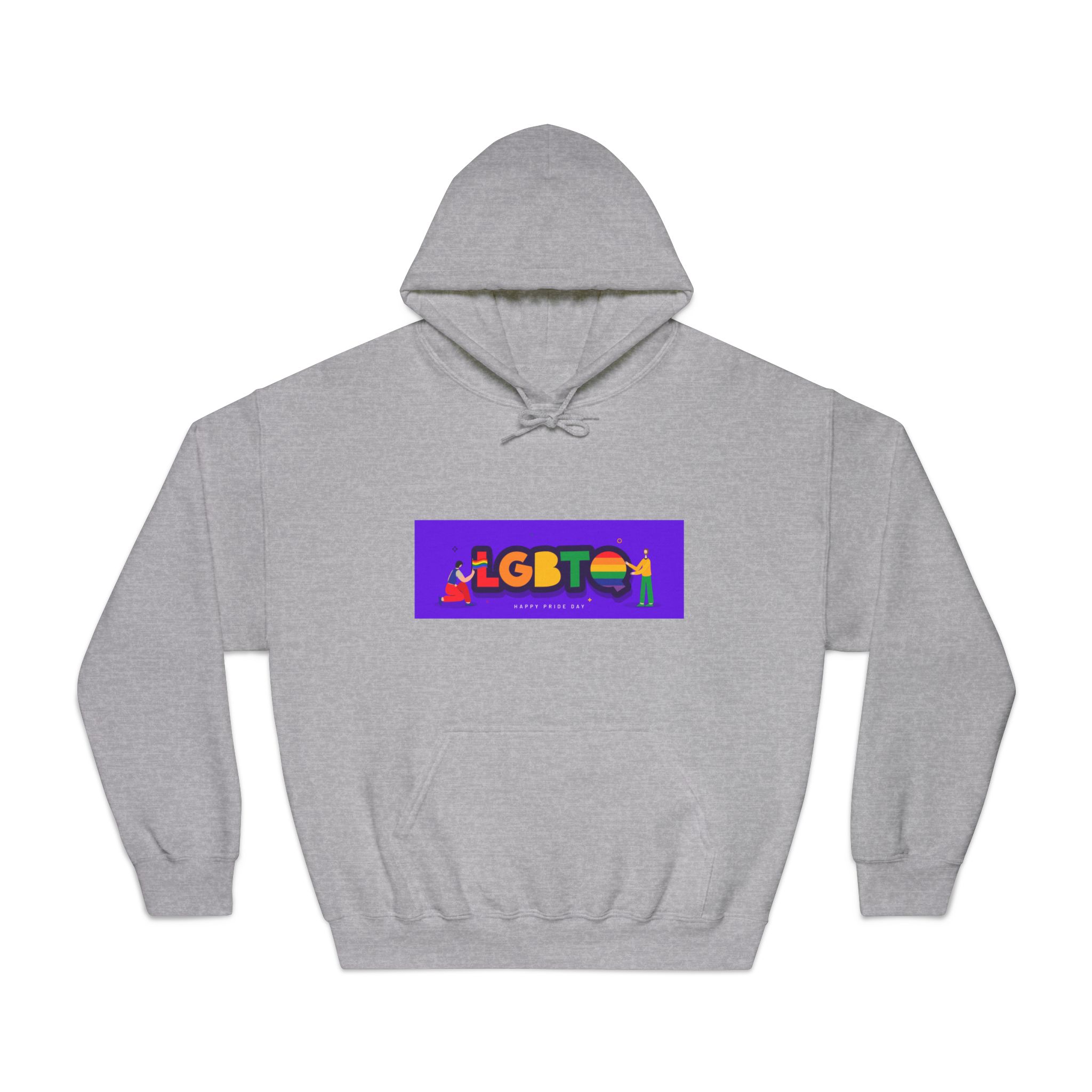Lgbtq Community Banner Design With Illustration Gay Couple Unisex Dryblend Hooded Sweatshirt - Image 13