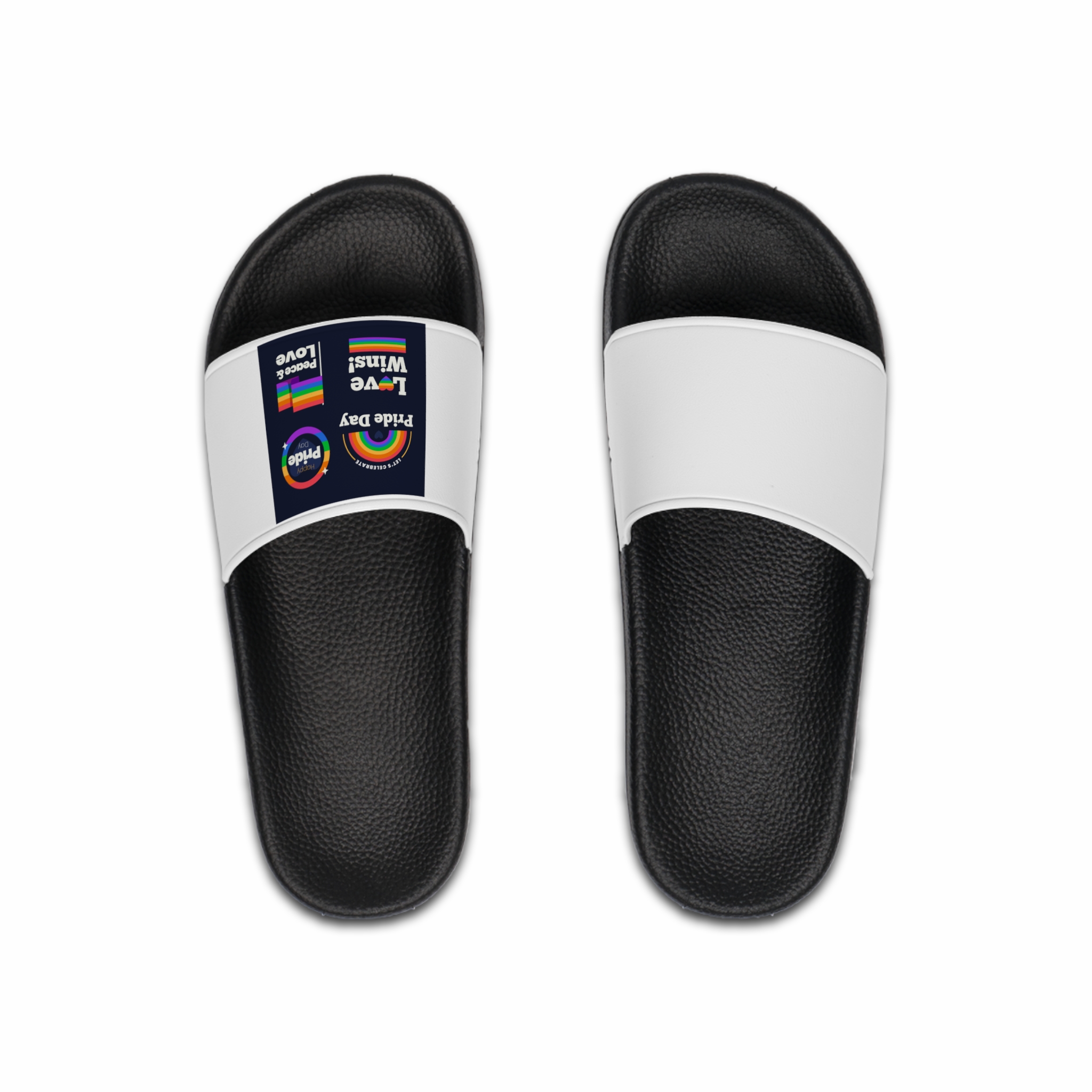 Flat Pride Day Badge Collection 2 Mens Slide Sandals