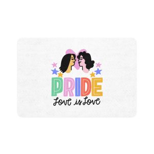 Pride Day Lettering With Lesbian Couple Pet Food Mat 12x18