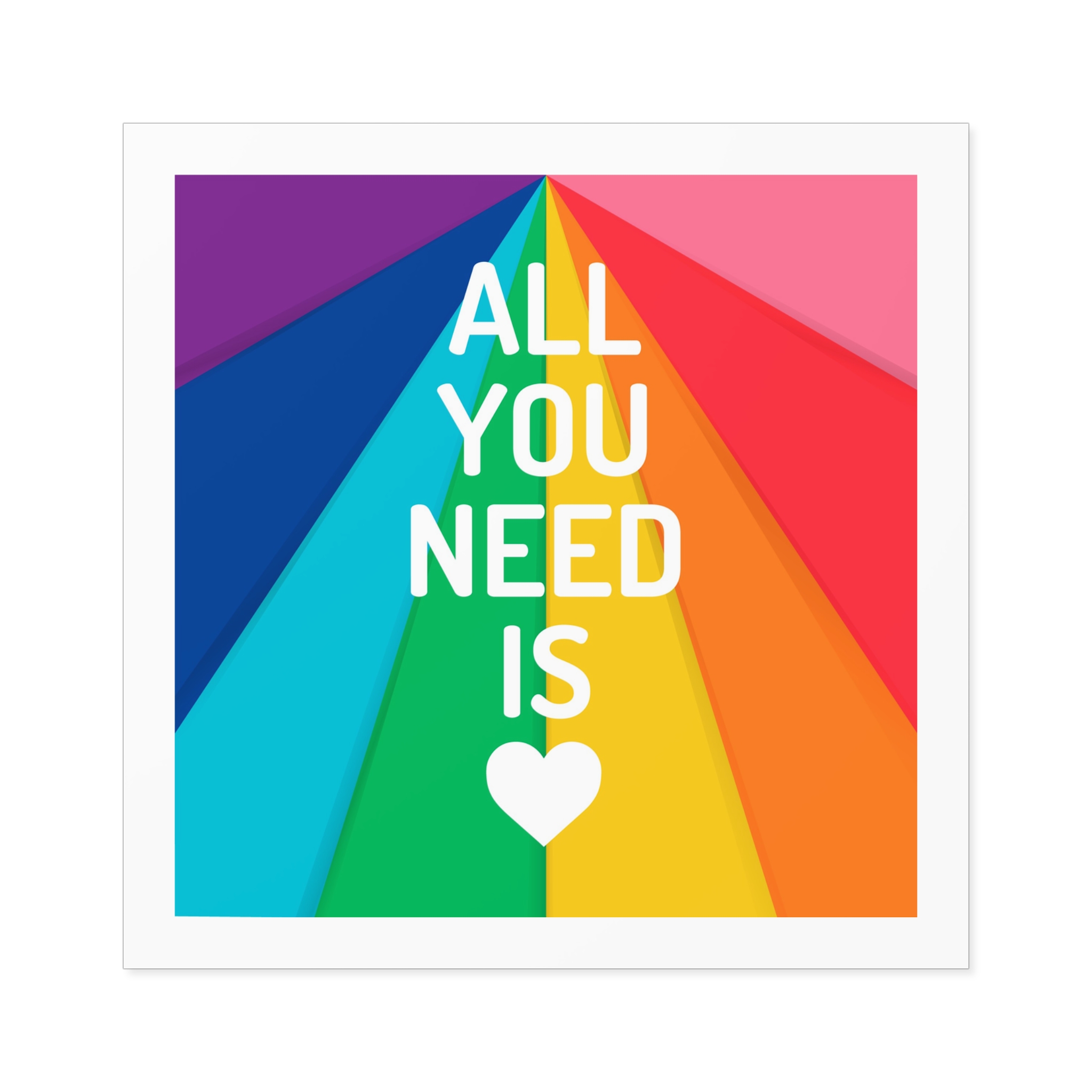 Rainbow Colored Background With All You Need Is Love Concept Pride Month Laminate Stickers Square - Image 37