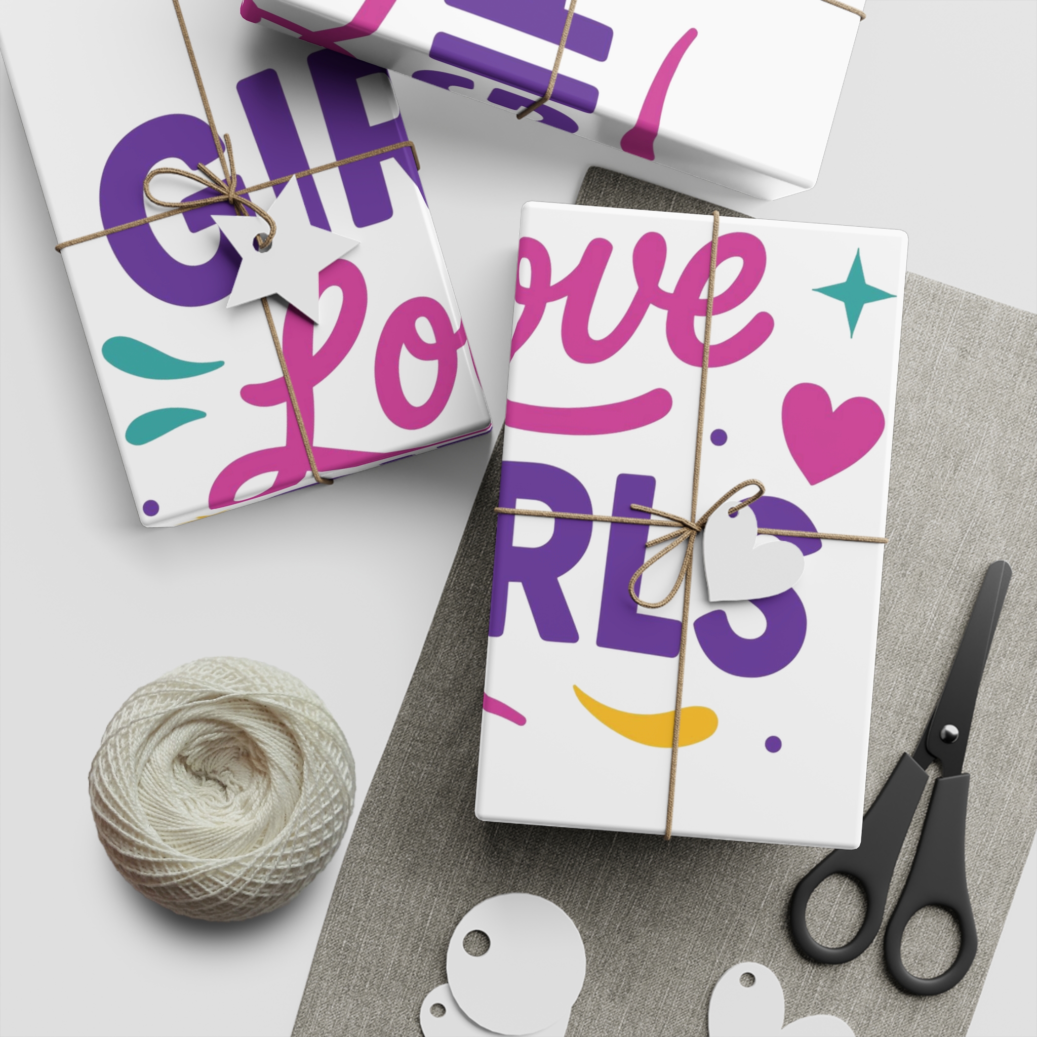 Vibrant Girls Love Girls Vector Illustration Featuring Bold Text Playful Decorative Elements Gift Wrapping Paper Sheets 1pc - Image 2