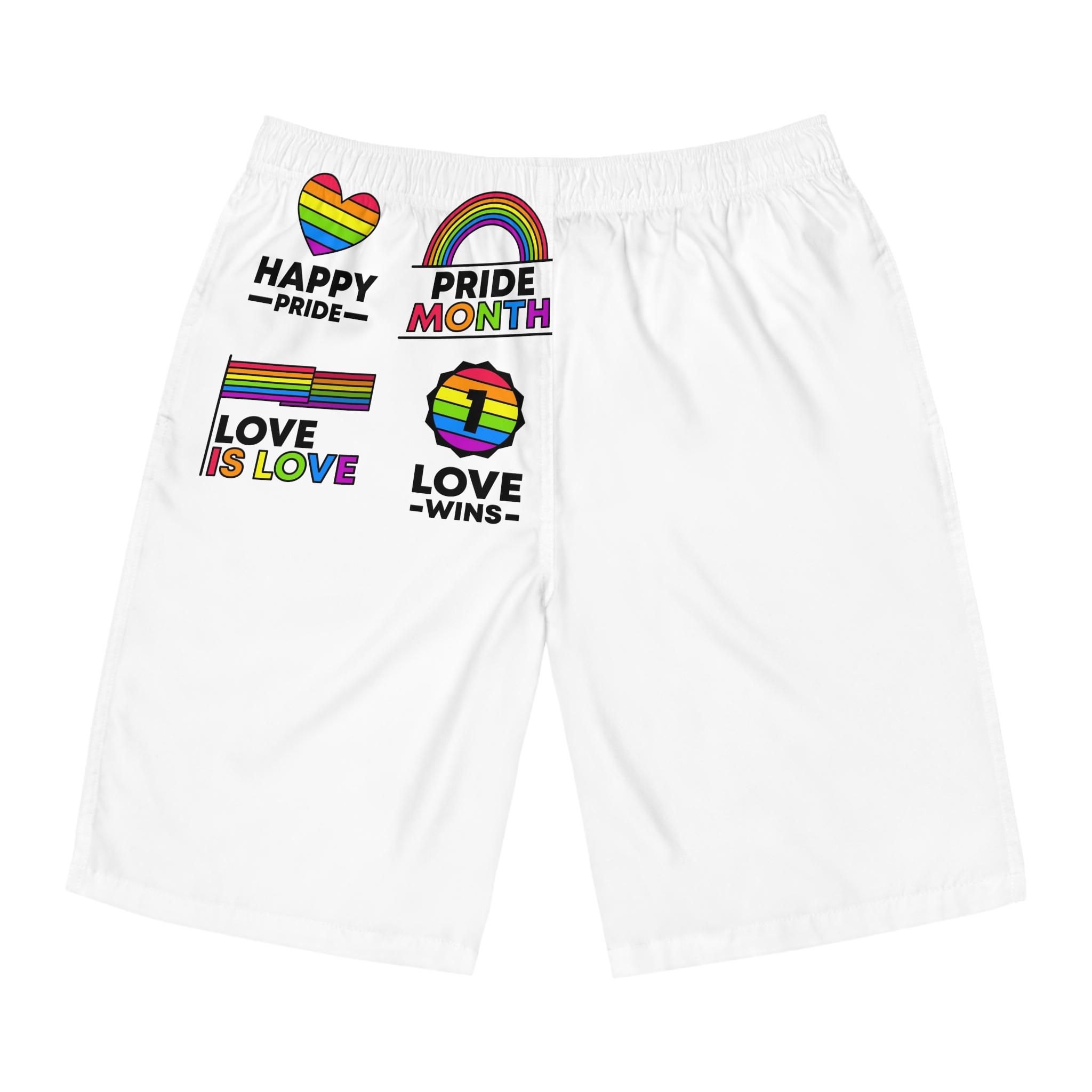 Pride Day Label Collection Mens Board Shorts Aop