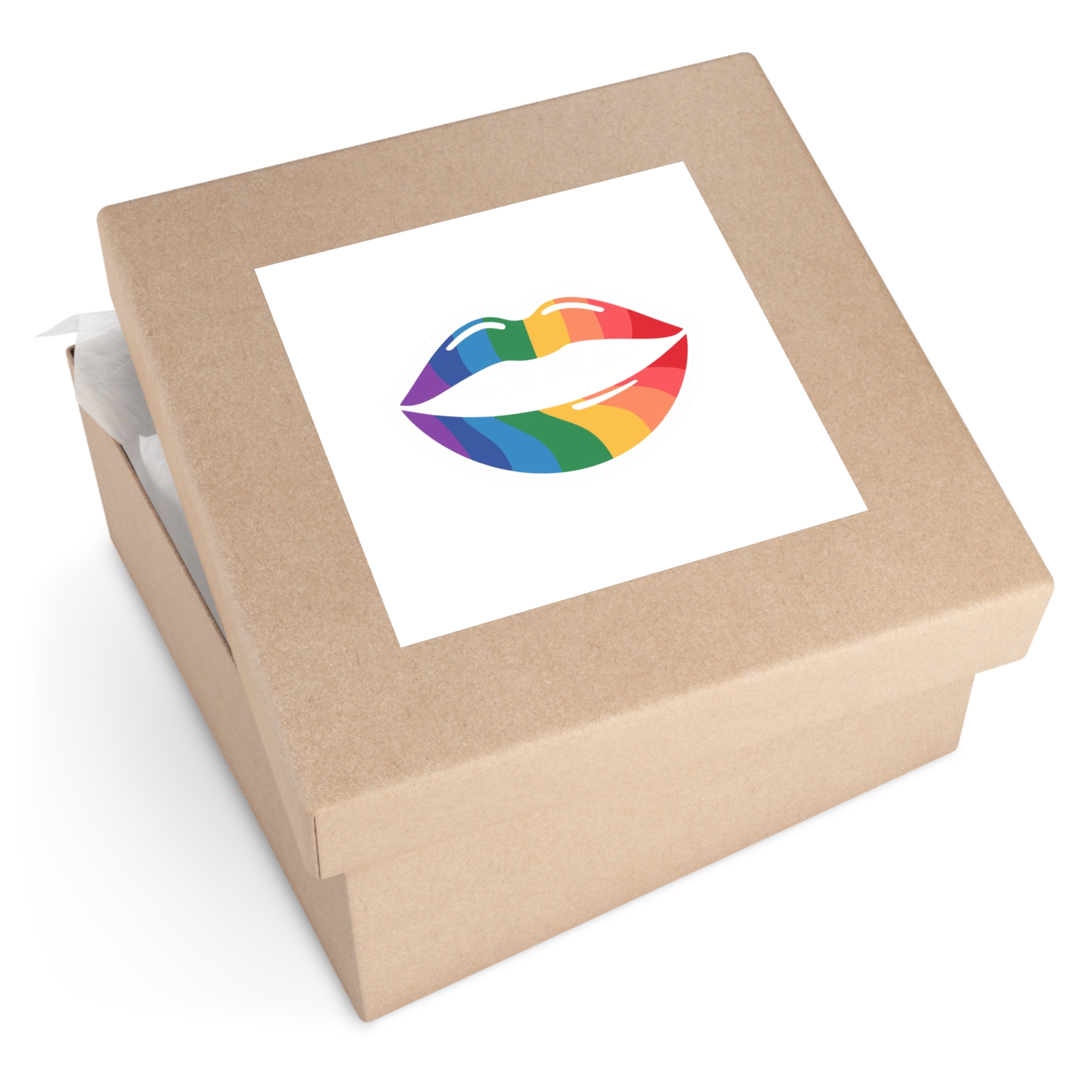 Rainbow Lips Illustration Laminate Stickers Square - Image 51