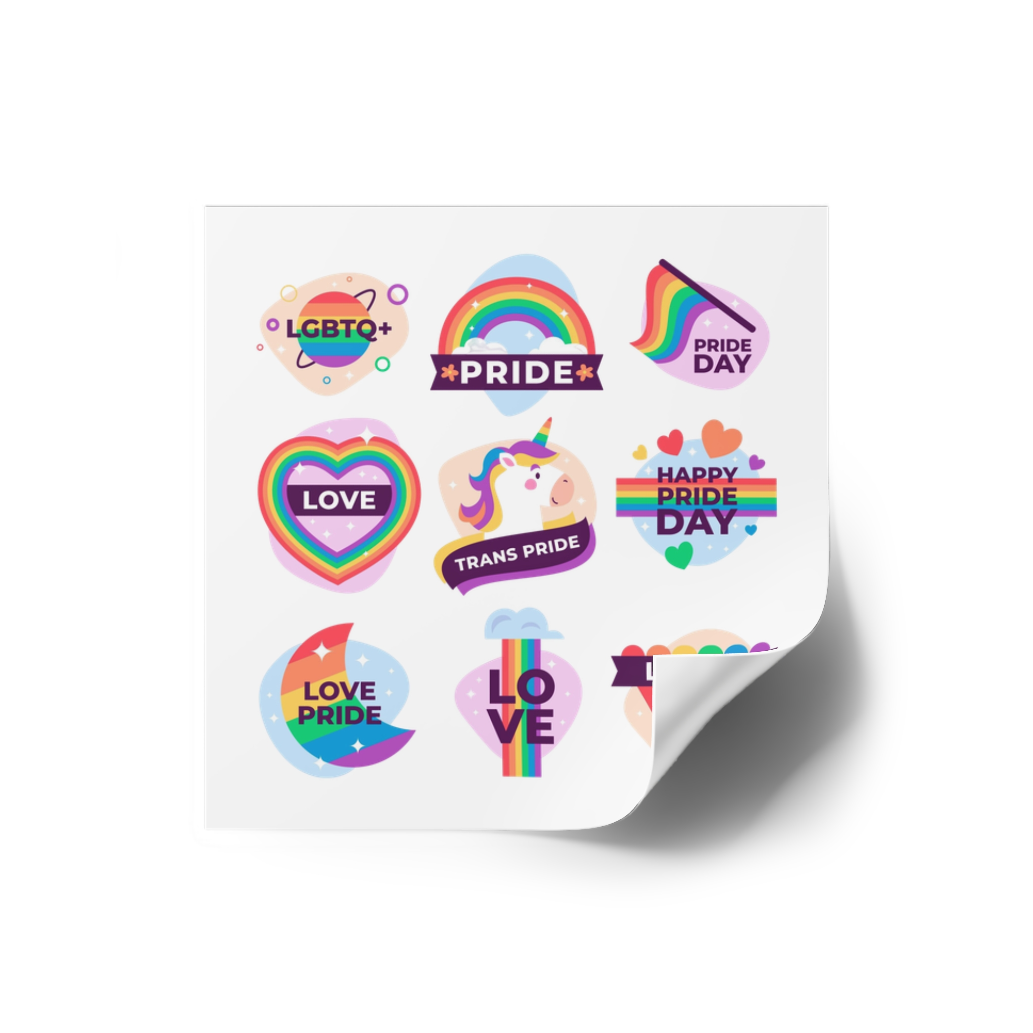 Labels Design Pride Day Event Laminate Stickers Square - Image 66