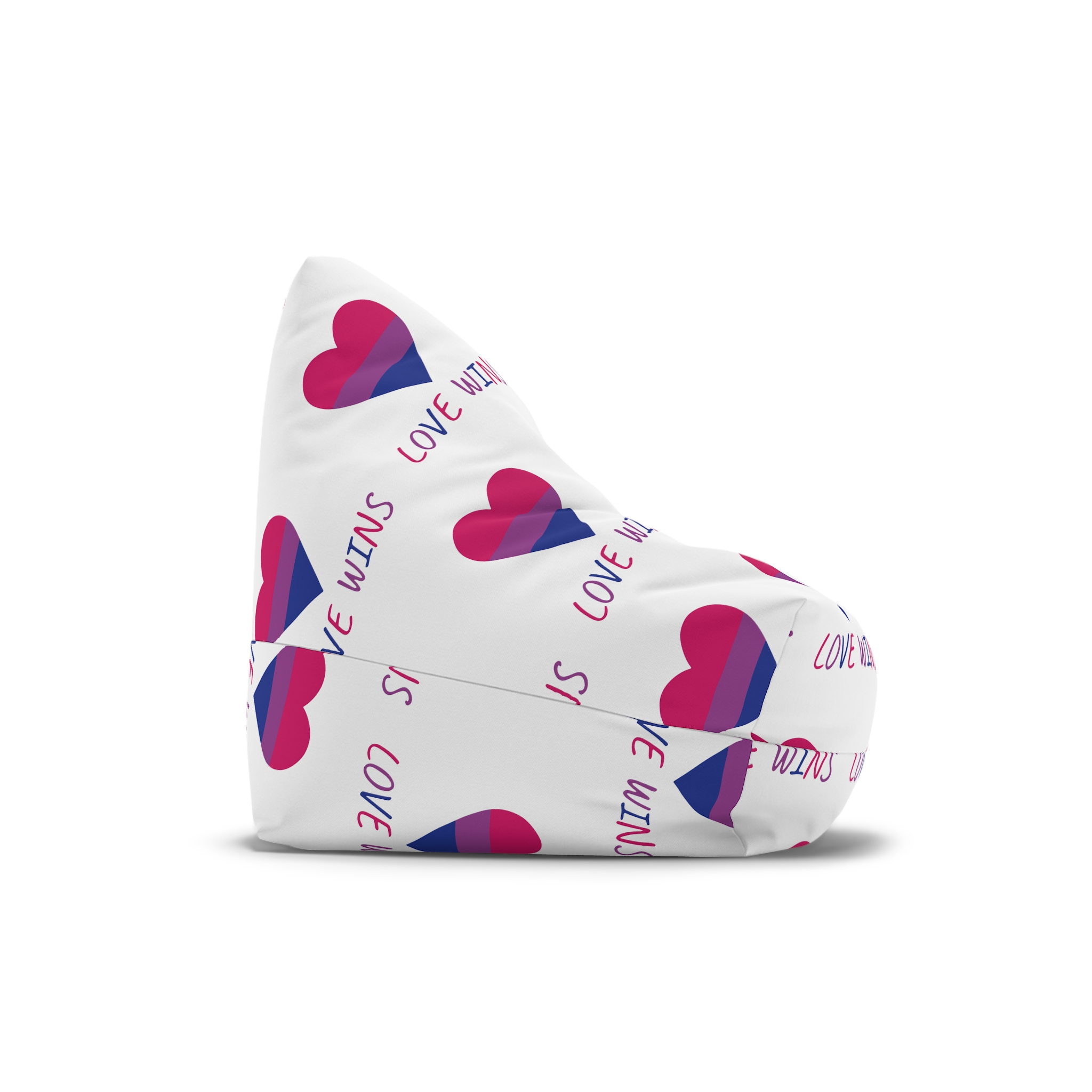 Colorful Heart Shape Bisexual Pride Flag Happy Pride Day Lgbtqia Community Pride Month Vector Hand Drawn Doodle Posters Stickers Logo Cards Bean Bag Chair Cover - Image 3
