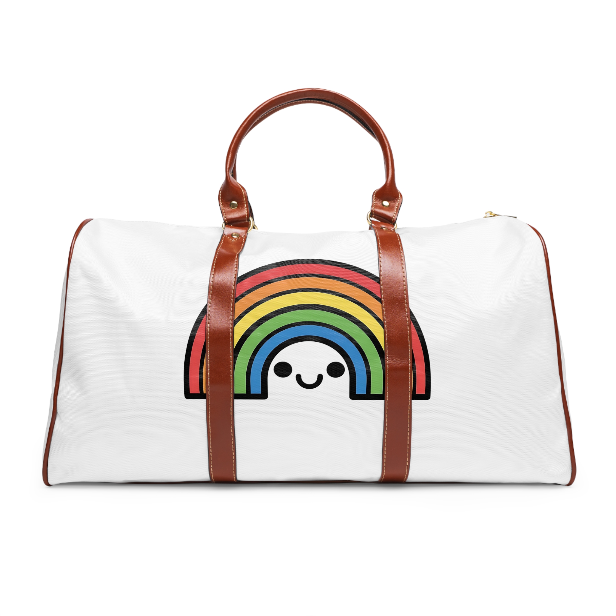 Colorful Rainbow Smiling Face Cartoon Illustration Waterproof Travel Bag