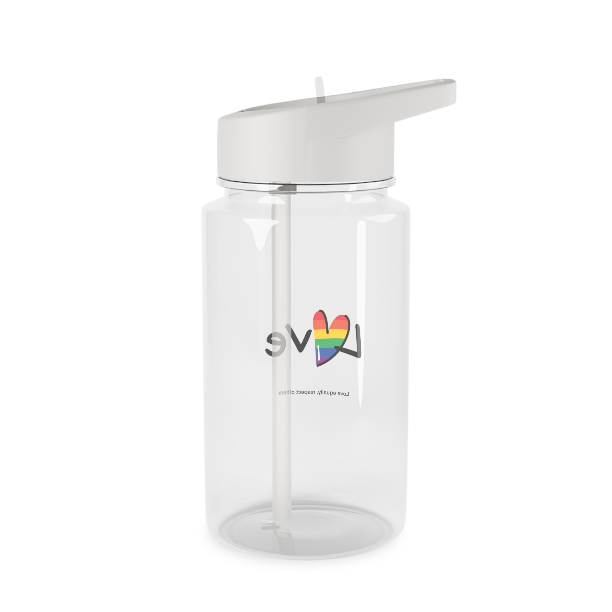Love Letter Pride Rainbow Lettering Text Writing Pattern Freedom Love Heart Homo Colors Flag Parade(1) (1) Tritan Water Bottle - Image 2
