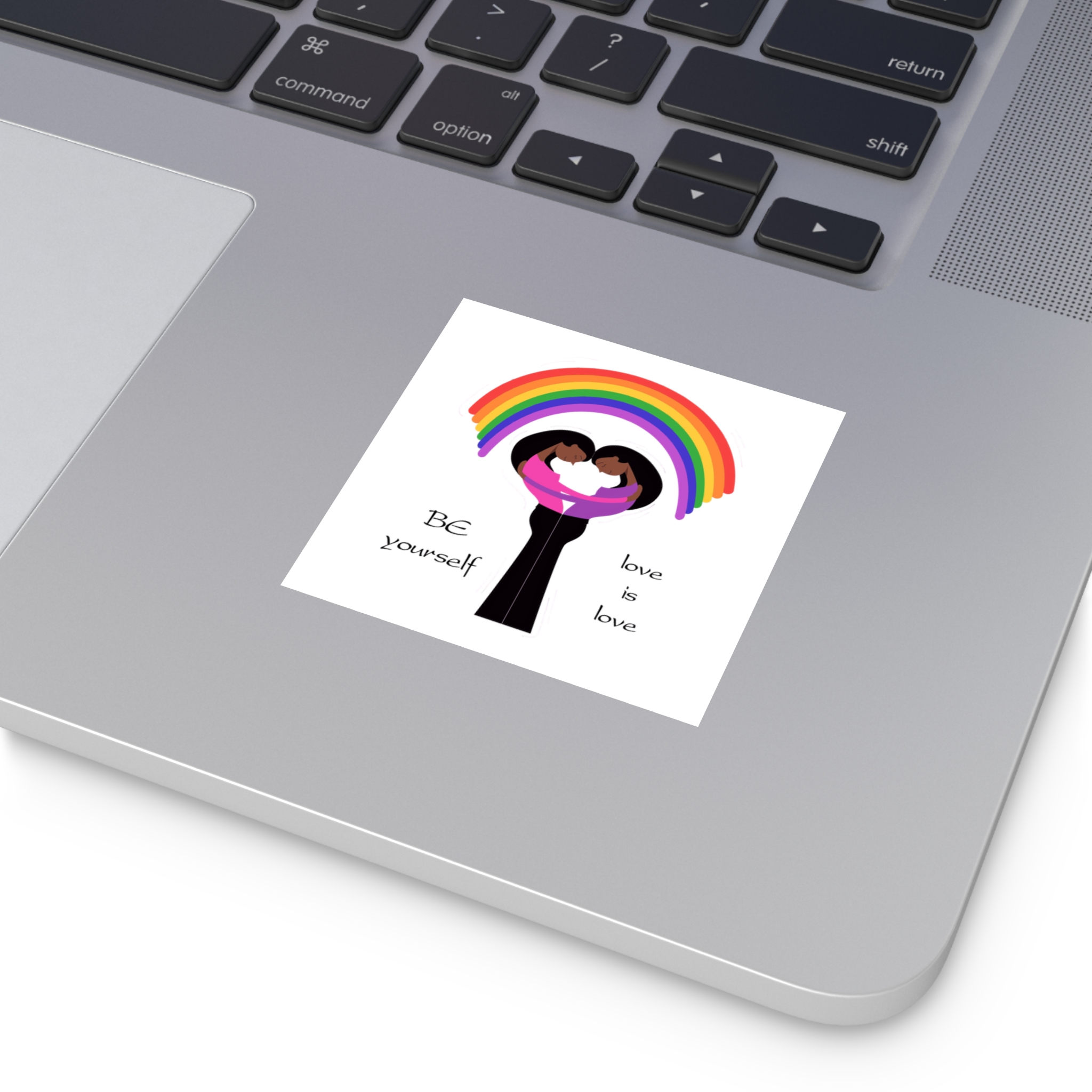 Poster Two Girls Hugging With Rainbow Laminate Stickers Square - Image 7