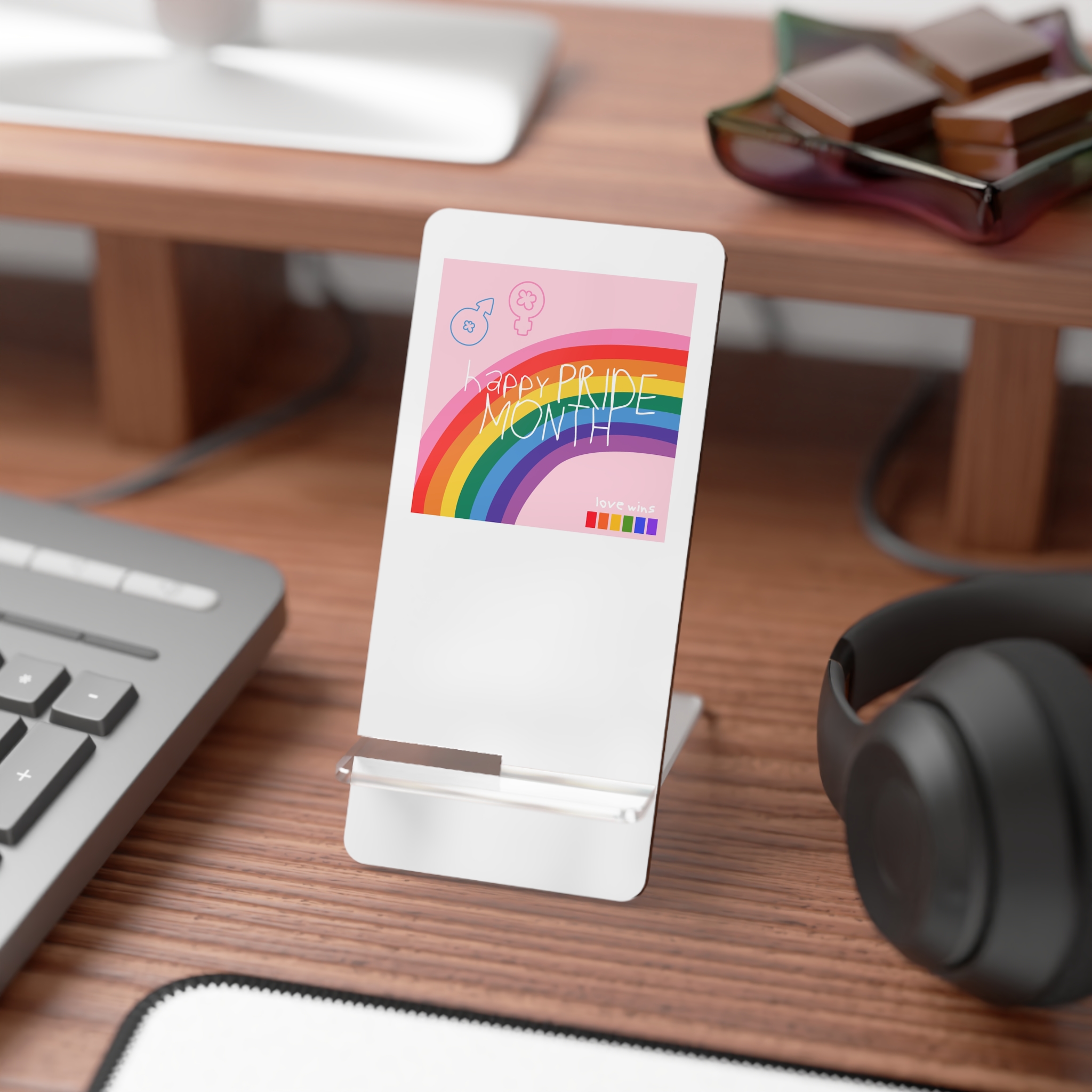 Cute Simple Banner Pride Month Symbols Pride Month With Lgbtq Flag Colours Mobile Display Stand For Smartphones - Image 3