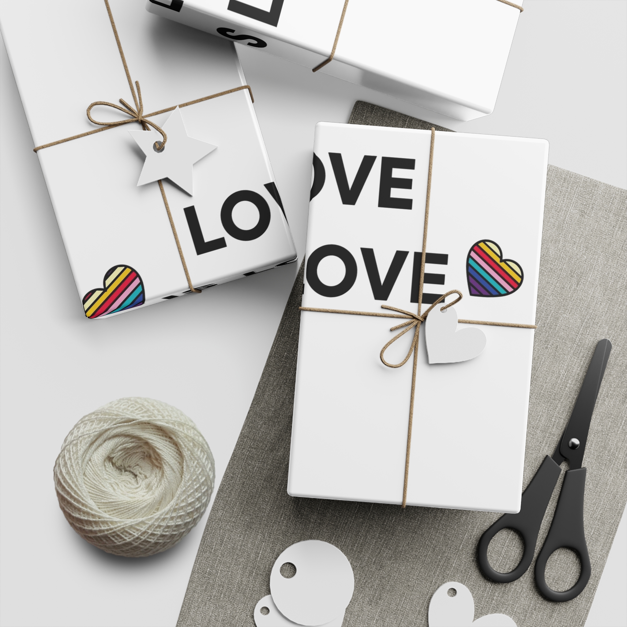 Love Is Love With Rainbow Hearts Gift Wrapping Paper Sheets 1pc - Image 2