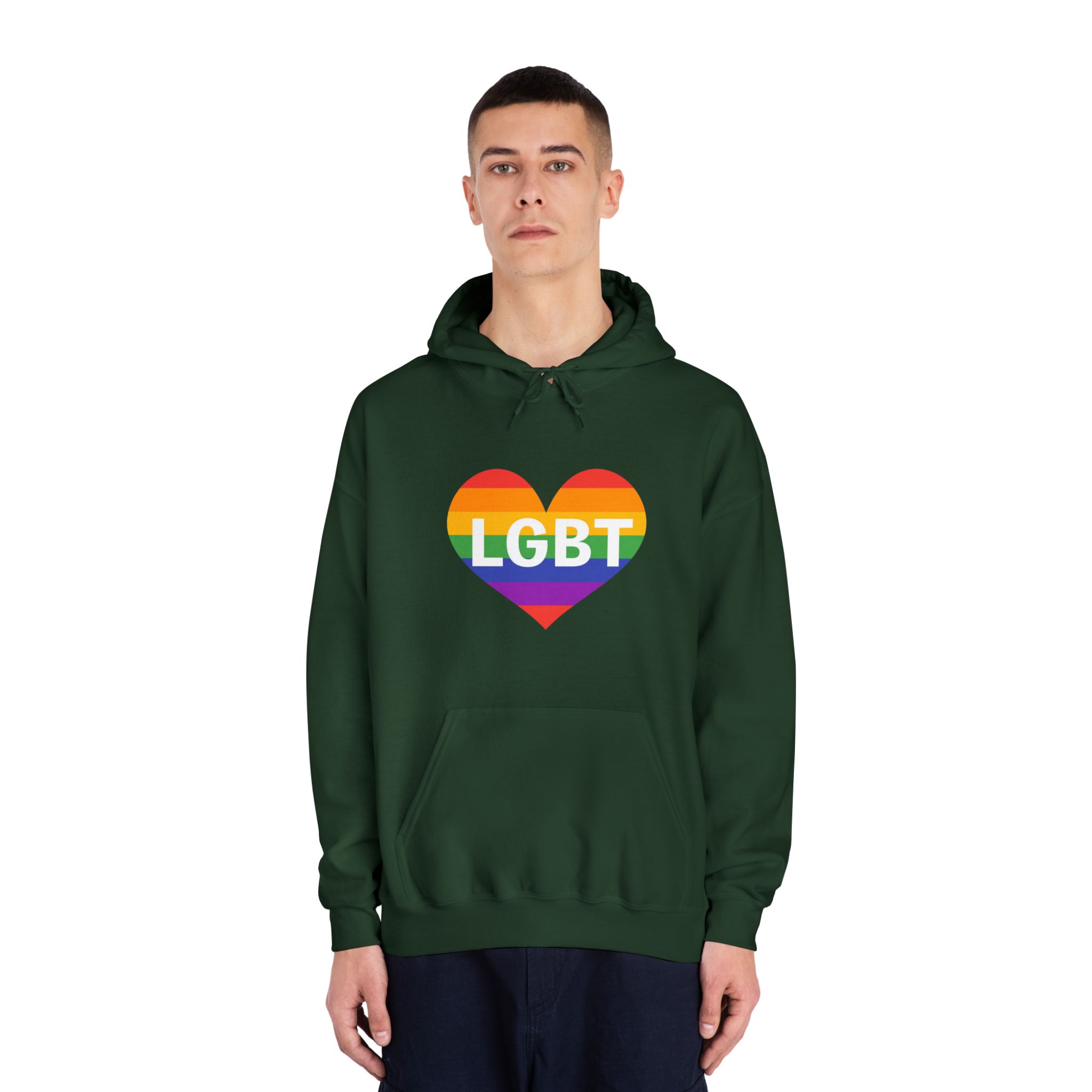 Lgbt Rainbow Colors Heart Mark Lgbt Letters Unisex Dryblend Hooded Sweatshirt - Image 23