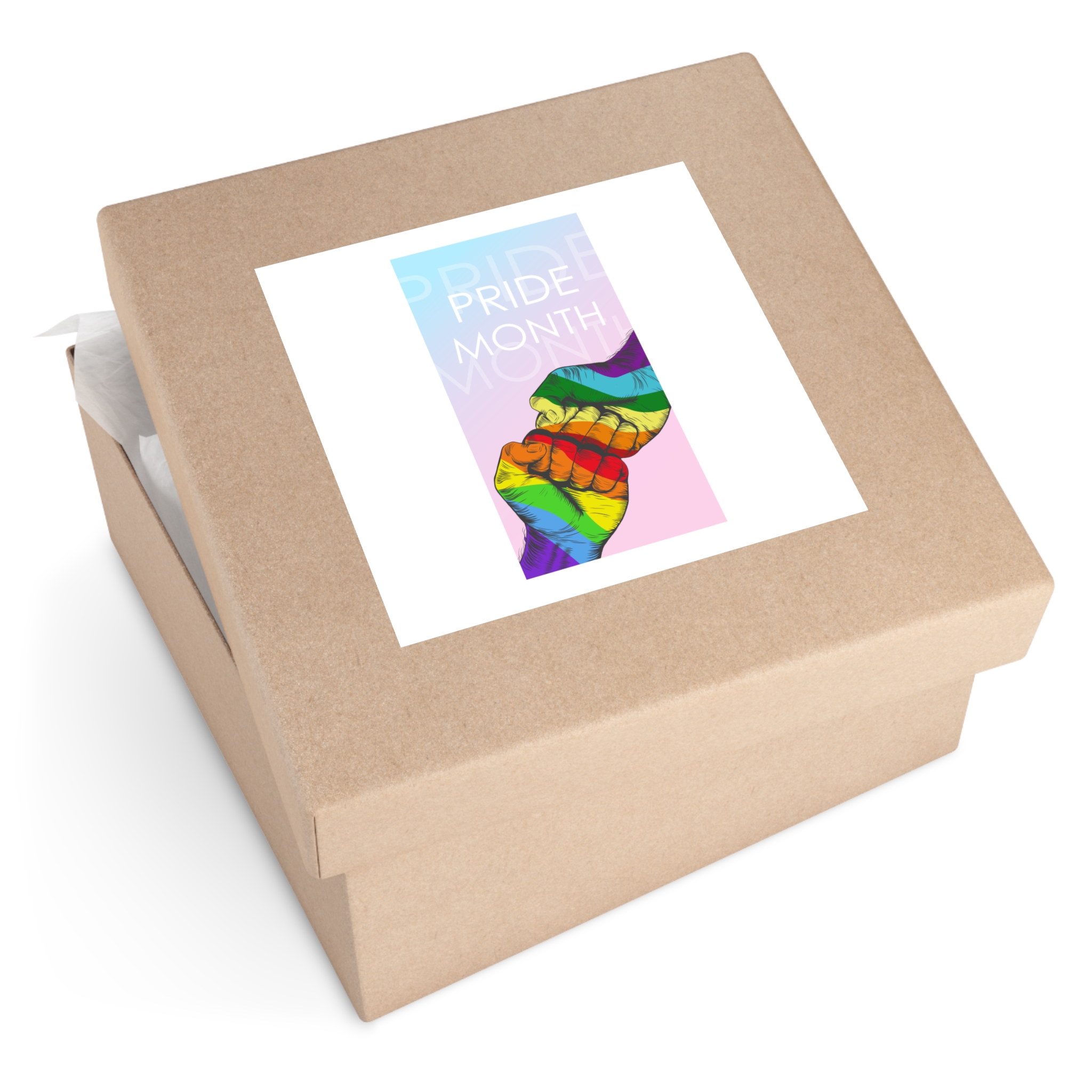 Rainbow Colored Hand Fist Fist Gesture Gay Pride Month Background Lgbt Concept Laminate Stickers Square - Image 59