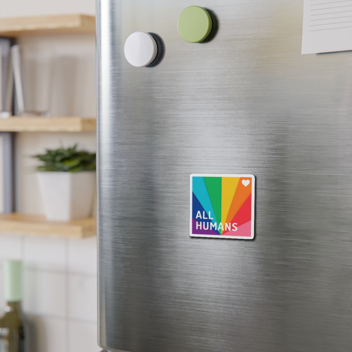 Rainbow Colored Background With All Humans Concept Pride Month Die Cut Magnets - Image 3