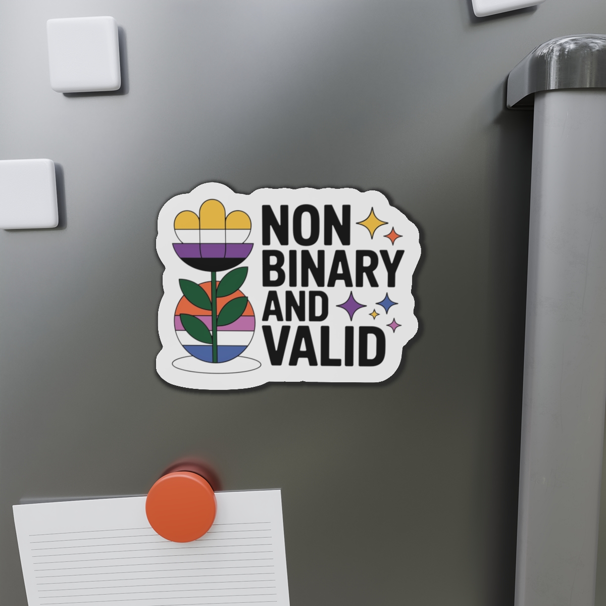 Non Binary Valid T Shirt Design Isolated White Background Die Cut Magnets - Image 14