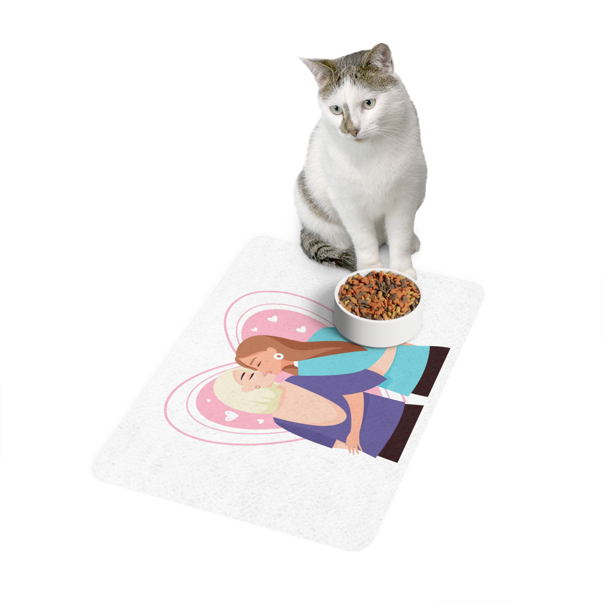 Lesbian Couple Kiss Flat Design Style Pet Food Mat 12x18 - Image 3