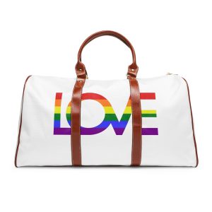 Inscription Love With Colors Lgbt Flag Vector Illustration Waterproof Travel Bag