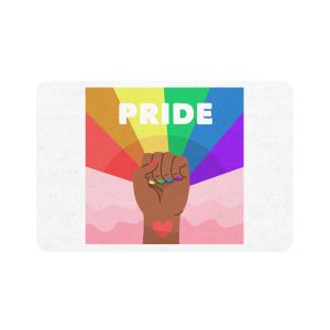 Pride Day Concept With Fist Rainbow Pet Food Mat 12x18