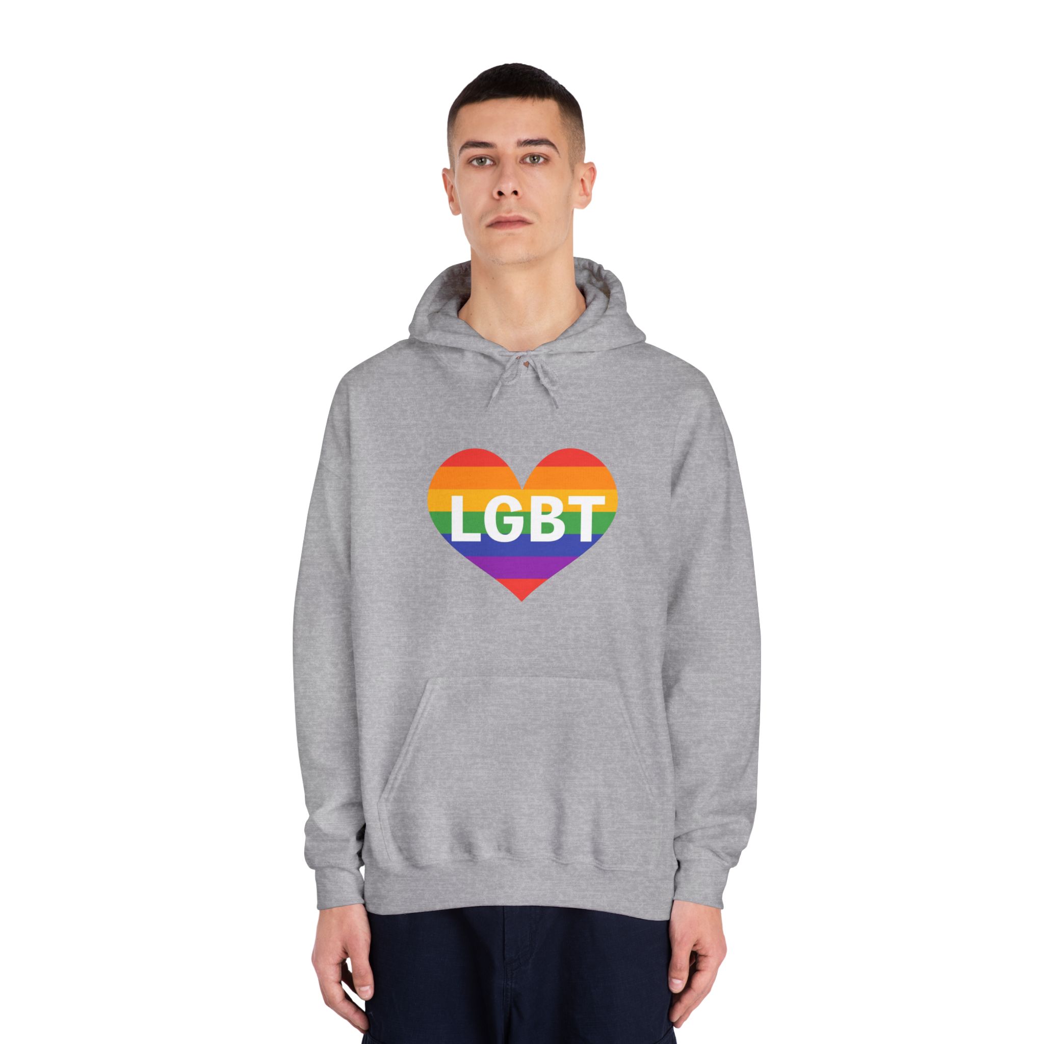 Lgbt Rainbow Colors Heart Mark Lgbt Letters Unisex Dryblend Hooded Sweatshirt - Image 15