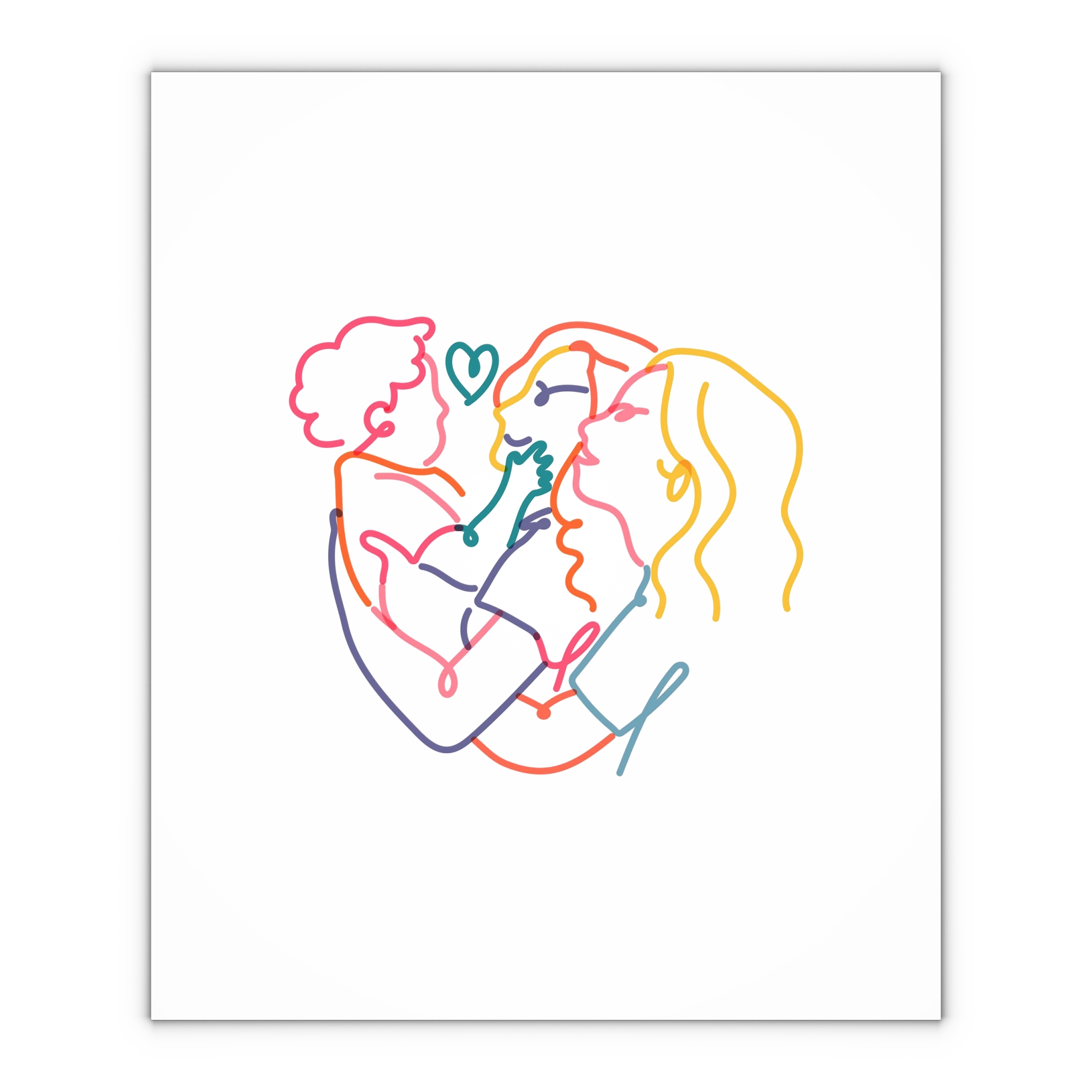 Lesbian Family Clipart Lgbtq Line Portrait Illustration Vector Gift Wrapping Paper Sheets 1pc - Image 4