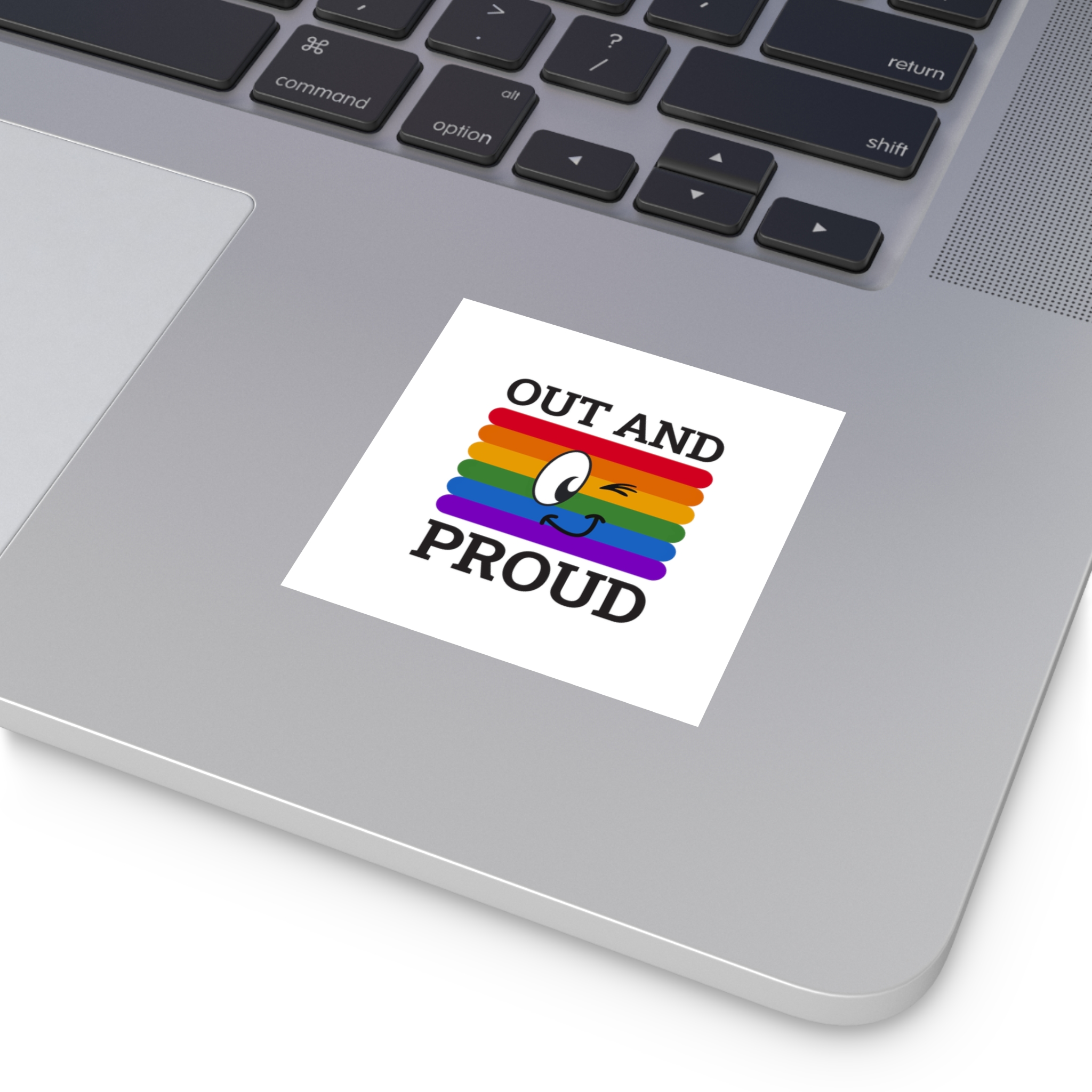 Out Proud Lgbtq Pride Month Quote Book Lover Rainbow Flag Hand Drawn Art White Background Laminate Stickers Square - Image 7