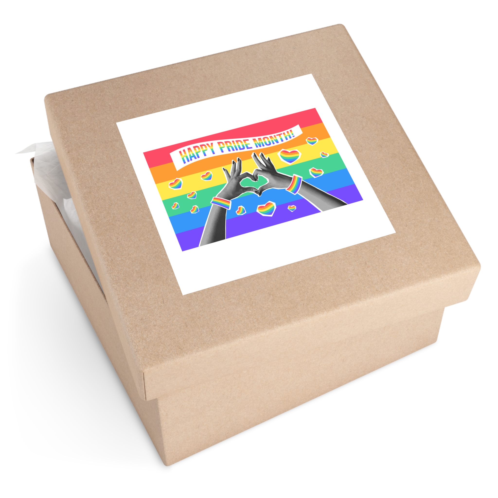Lgbtq Pride Month Card Y2k Style Trendy Retro Collage Halftone Hands Laminate Stickers Square - Image 63