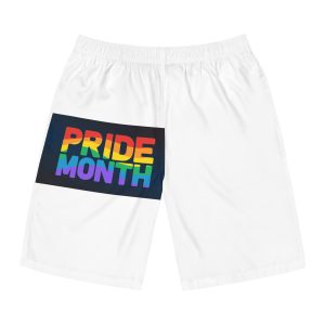 Lgbt Pride Rainbow Flag Lettering Banner Poster Social Media Pride Calligraphy With Mens Board Shorts Aop