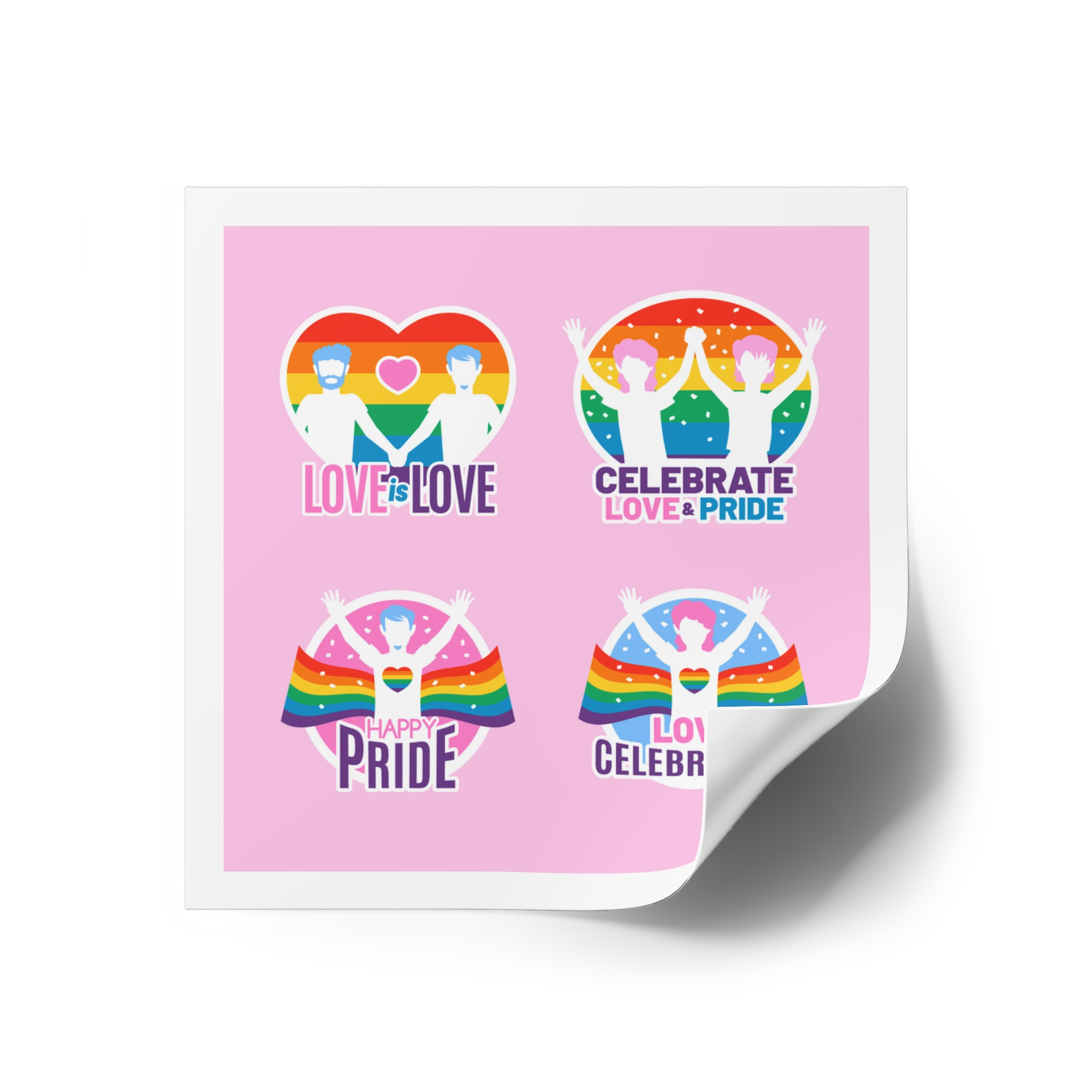 Pride Day Neon Badges Laminate Stickers Square - Image 30
