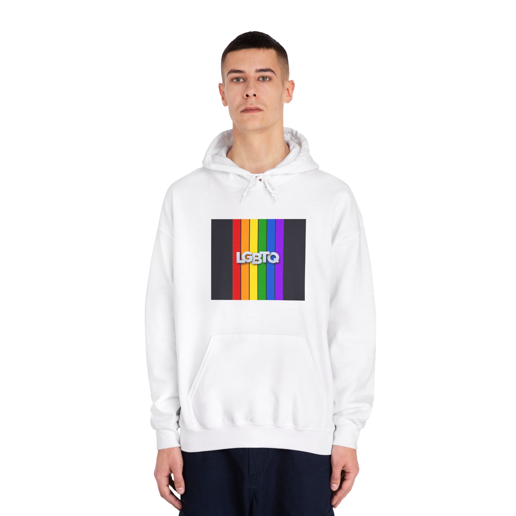 Lgbtq Paper Sign Rainbow Flag Unisex Dryblend Hooded Sweatshirt - Image 3
