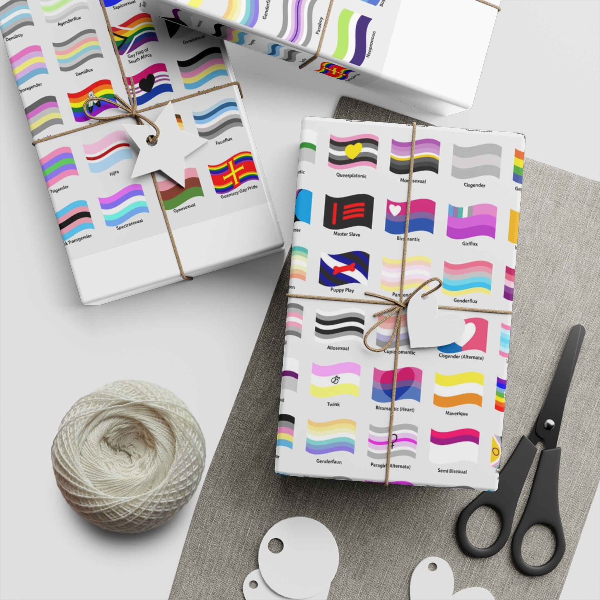 Waving Lgbt Pride Flags Collection Vector Illustration Gift Wrapping Paper Sheets 1pc - Image 5