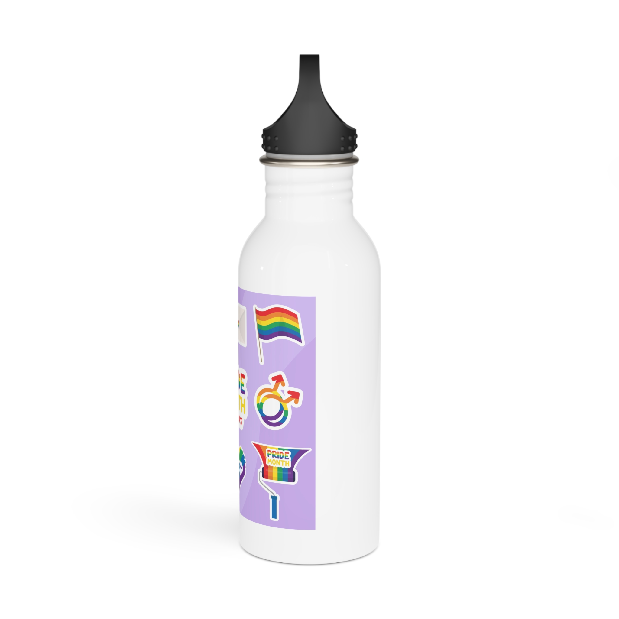 Pride Month Stickers Lgbtq Rainbow Flag Cute Flat Illustrations Stainless Steel Water Bottle - Image 4