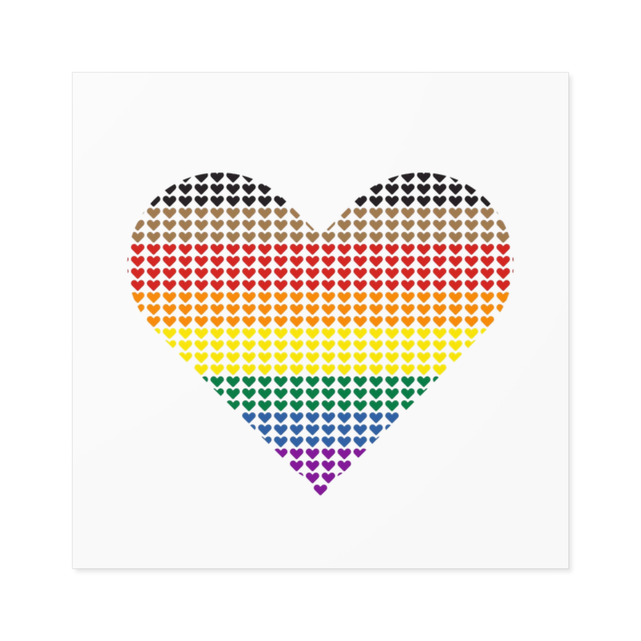 Pride Flag Heart Shape Icon With Heart Pattern Inside Heart Symbol With Black Brown Stripes Laminate Stickers Square - Image 5