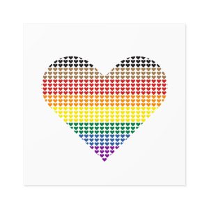 Pride Flag Heart Shape Icon With Heart Pattern Inside Heart Symbol With Black Brown Stripes Laminate Stickers Square